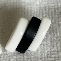 Vintage Acrylic 1980s Black + White Stud Earrings Asymmetrical Funky Costume