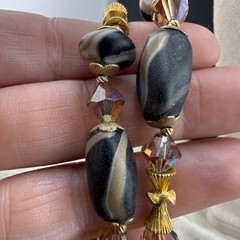 Vintage Glass Beaded Necklace Layered Unique STUNNING 15”