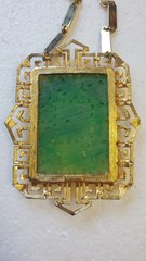 Vintage HUGE Vendome Faux Jade Asian inspired Pendant Necklace ~East Collection