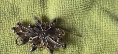 VTG DeLizza Elster Juliana Brooch Molded Givre Blue Glass Pink AB Flower Pin