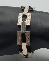 Sterling Silver Modernist Link Bracelet 16g Geometric Rectangular Links Vintage