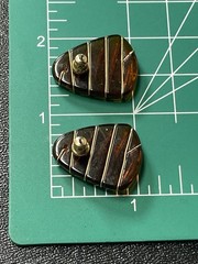 Vintage 1.1” Brown Lucite Gold Tone Metal Wrapped Earrings