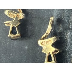 Vintage 10K Yellow London Blue Topaz Diamond Drop Dangle Earrings 1.6 grams