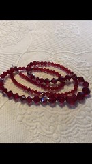 Woman’s Vintage Red Aurora Crystal Necklace Restrung 28 Inch