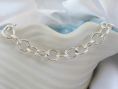 Italian Sterling Silver 925 Rolo Link Charm Chain Bracelet 7.5″