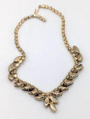 Vintage Rhinestone Collar Necklace Topaz Yellow Orange MCM Statement 1950s