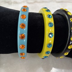 Vintage Juicy Couture Resin Bangle Bracelets With Rhinestones Lot Of 3