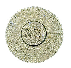 Art Deco KD Sterling Silver Marcasite Initial – ( RS ) – Brooch – 1 3/4 inch