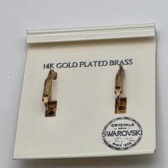 Liz Palacios Swarovski Crystal Earrings Gold Plated Brass Leverback NOS VTG 19mm