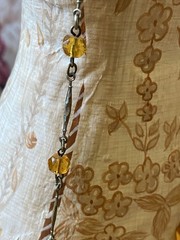 ART DECO Czech Cut Amber GLASS Bead Dangle Necklace Antique 20s Era Old Flapper