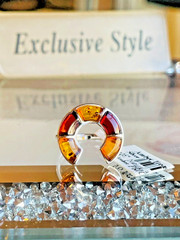 100% Genuine Baltic Natural Amber Ring Size 6 Honey Cherry Colors Shoe Style 老琥珀