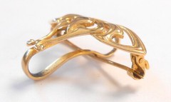 14K Yellow Gold Art Nouveau Style Pendant Pocket Watch Holder Brooch 29x21mm