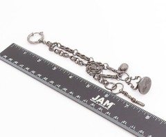 925 Sterling Silver Vintage Keychain Dark Tone Fob Chain With Charms TR4068