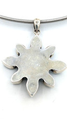 Vintage Turquoise Peridot Blue Topaz Sun Pendant Sterling Silver chain 17