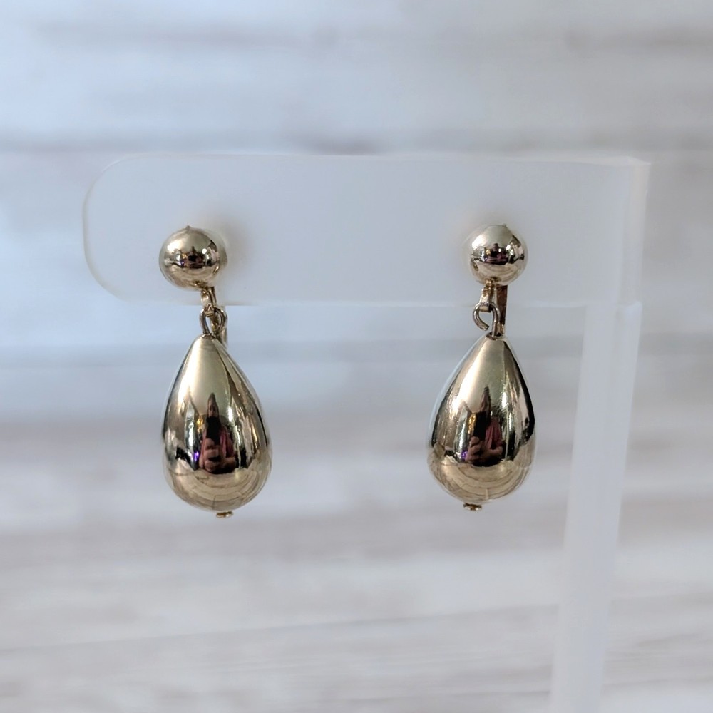 Vintage Screw Back Earrings – Gold Tone Statement Drop Dangle