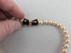 Signed Vintage Joseph Mazer JOMAZ Panther Strand Faux Pearl Beaded Necklace RARE