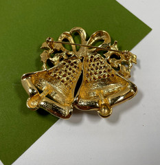Vintage Christmas Brooch Reindeer Christmas Tree Rhinestone Bell Holly Lot of 5