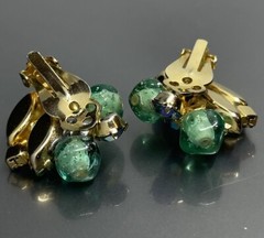 Juliana Style Women’s Clip On Earrings Gold Tone Faceted Crystal Glass 1 1/8”