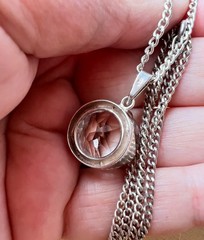 VINTAGE LARGE ROCK CRYSTAL COLORLESS WHITE QUARTZ PENDANT NECKLACE STERLING SLVR