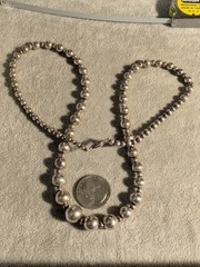 Vintage Sterling 925 Graduated Bead Ball Necklace! 24 in Long! 29.9 grams!