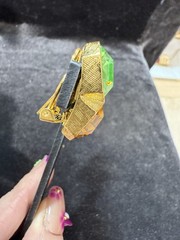 Vintage Signed Kenneth Lane Green & Orange Rhinestone Runway Clip-On Earrings