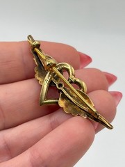 Antique 1897 Victorian 15ct 15k Solid Gold Brooch Pin Art Nouveau Historicism