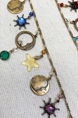 Glass Works Studio Celestial Moon and Stars Charm Necklace *missing One Charm*