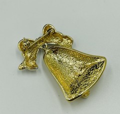 Vintage Estate Gold/Silver Tone Articulated (moving) BELL BROOCH VE-9