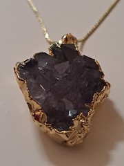 Amethyst Pendent Necklace 18g 25.25mm X 35.35mm & 18″ Gold Tone Rope Chain