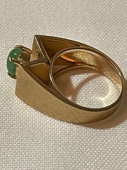 Vintage 14k Yellow Gold Nephrite Mid Century Ring Size 3.75 Weighs 6 Grams