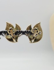 Crown Trifari Clip Earrings Brushed Gold Swirl Flame Vintage 1 in