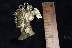 Vintage Jeanne? Roman Soldier Hermes Perseus Bust Gold Tone Statement Brooch Pin