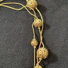 Avon Gold Tone Multi Strand Beaded Necklace Layered Filigree Station 16-19”