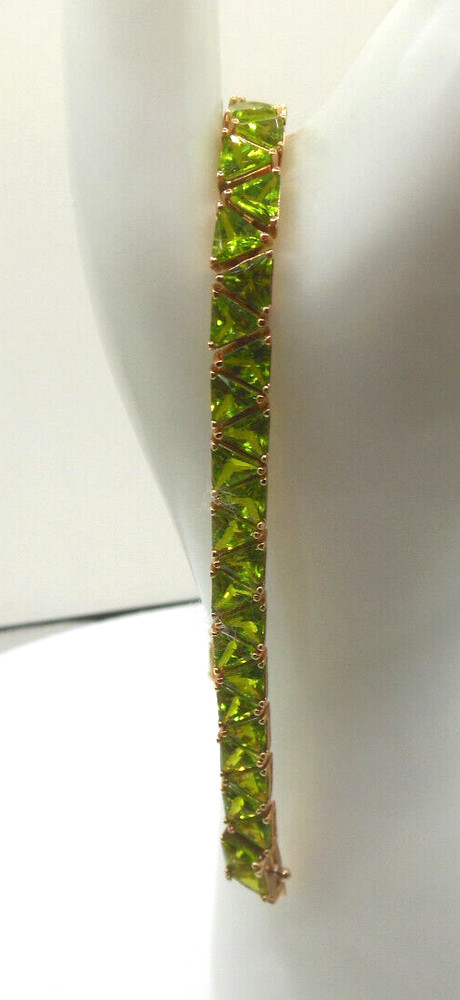 Ross Simons Vermeil Sterling Silver Green Glass Tennis Bracelet – 8″