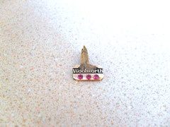 Vtg 10K Gold Woolworth Service Pendant 3 Pink Stones Building IOB Scrap 1.8gm