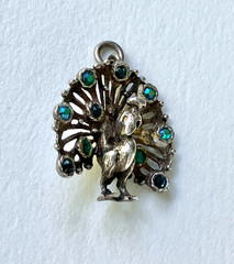 Sterling silver vintage charm, peacock