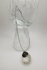 VTG Silver Large Faceted Pendulum 3D Ball Pendant Necklace Occult Magic Macabre