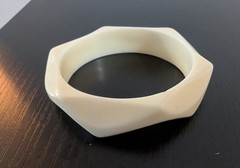 Vig White Cream Acrylic Lucite Facet Geometric Bangle Cuff Bracelet