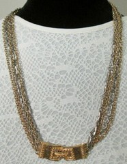 Signed CELEBRITY Necklace Gold Silver Tone Multistrand Office Siren Statement