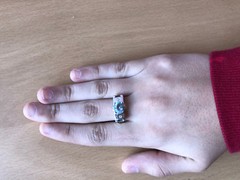 VINTAGE 14K WHITE GOLD AQUAMARINE DIAMOND RING MODERNIST DESIGNER SETTING ITALY