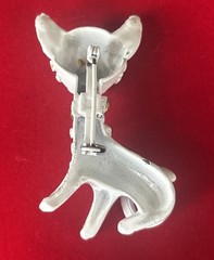 VTG Green Eyed White Enamel Copy Cat 1970’s Pet Pin Brooch Adorable