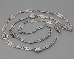 Antique Unsigned Peruzzi 800 Silver Roman Renaissance Revival 38″ Necklace