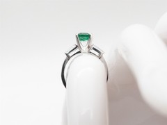 Vintage $6000 3.50ct Colombian Emerald VS G Diamond 14k White Gold Wedding Ring