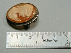 Antique 800 Silver Shell Cameo Brooch/Pendant 4.2 grams 27×21 mm. #39