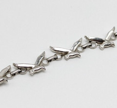 Vintage Silver Tone Flying Stretched Wing Bird Dove Chain Link Bracelet Animals