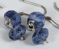 Blue Sodalite Pink Quartz Sterling Silver Earrings Lot Of 2 French Wire Dangle