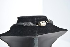 Unique Vintage Terracotta Clay Pottery Choker Necklace on Black 17 inch Cord