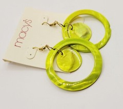 1980s Runway Green Pearlized Shell Earrings 2.5 in Vintage