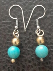 Vintage JTV Blue Howlite Gemstone Beaded Dangle Earrings