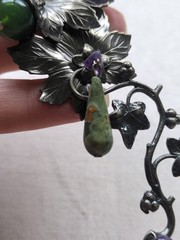 Vintage 60s Grape Vine Clip On Earrings And Matching Brooch, Silver Tone